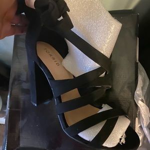 Black Suede Wrap Lace Up Heel